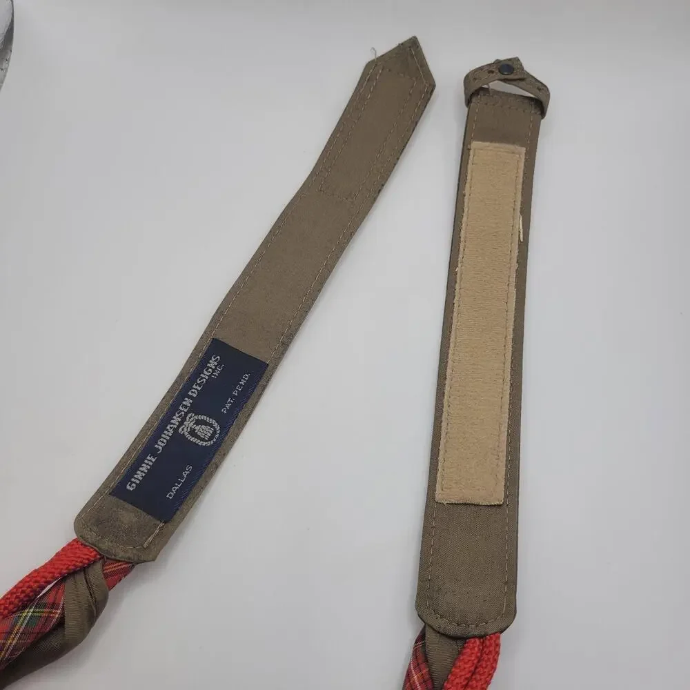 Vintage Ginnie Johansen Belt One Size Red Plaid Braided Skinny Fabric Boho 80s